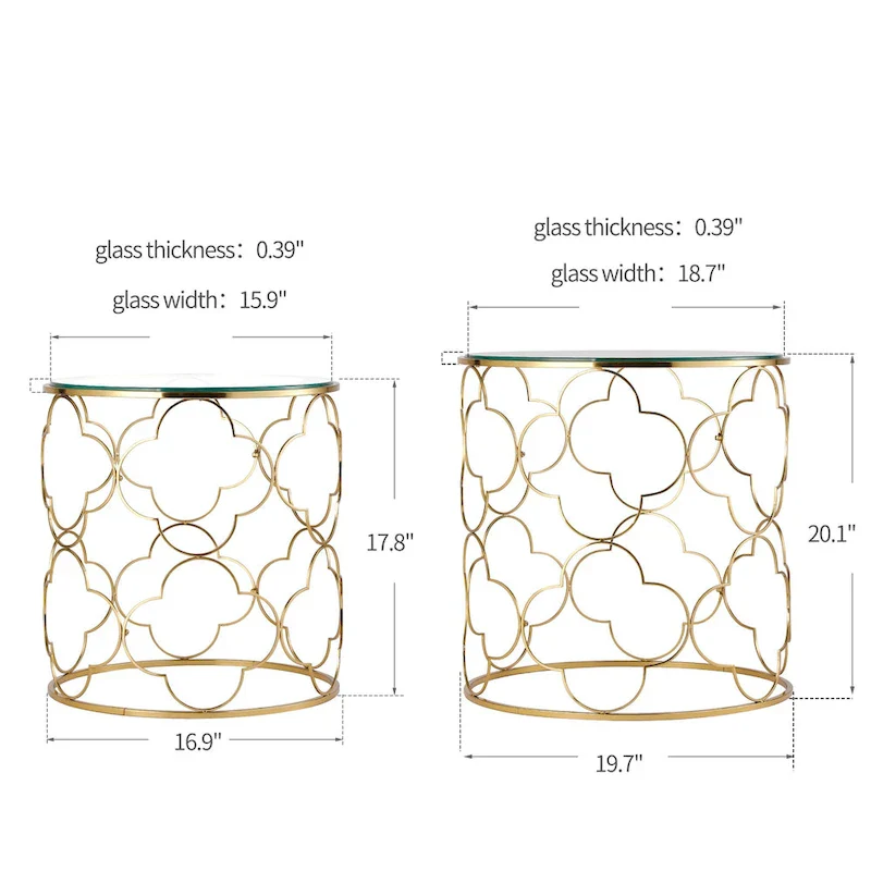 Gold Round Glass Coffee Table - Nesting Design