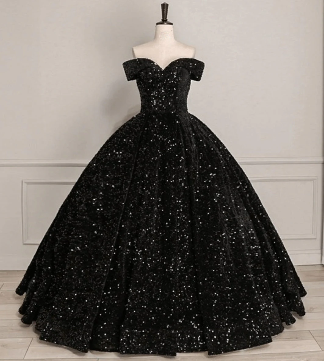 Pink Off The Shoulder Sequined Ball Gown Quinceanera Dresses