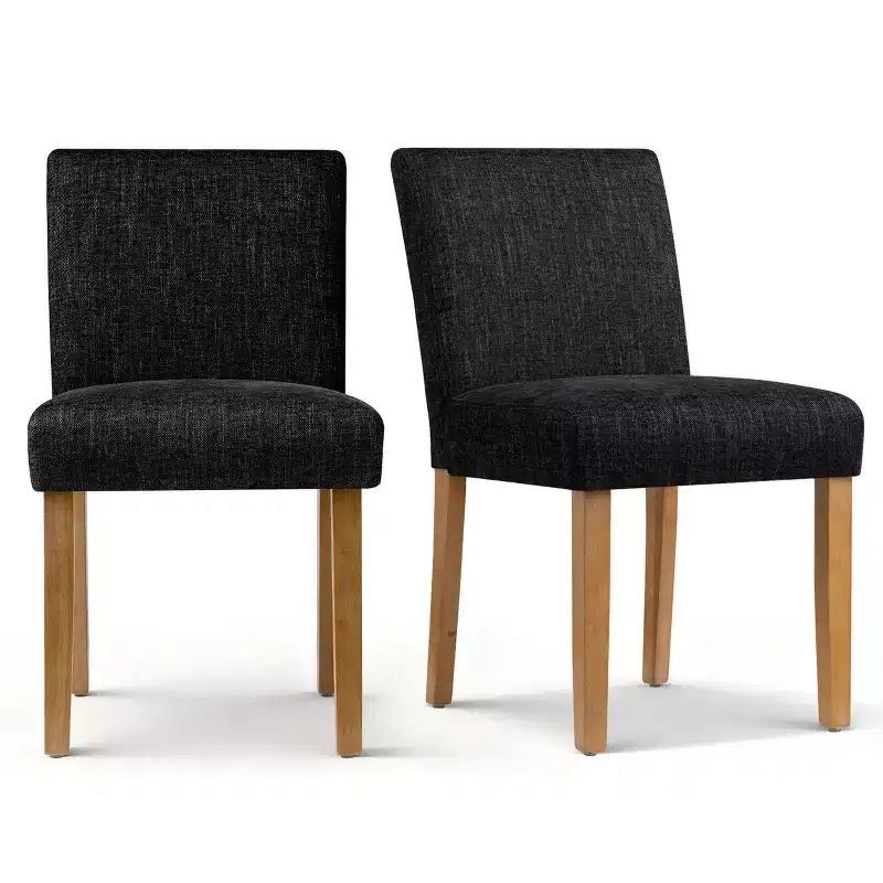 Set of 2 Modern Armless Dining Chairs with Fabric Upholstered Seats and Solid Wood Legs for Kitchen or Dining Room-Panipeachy
