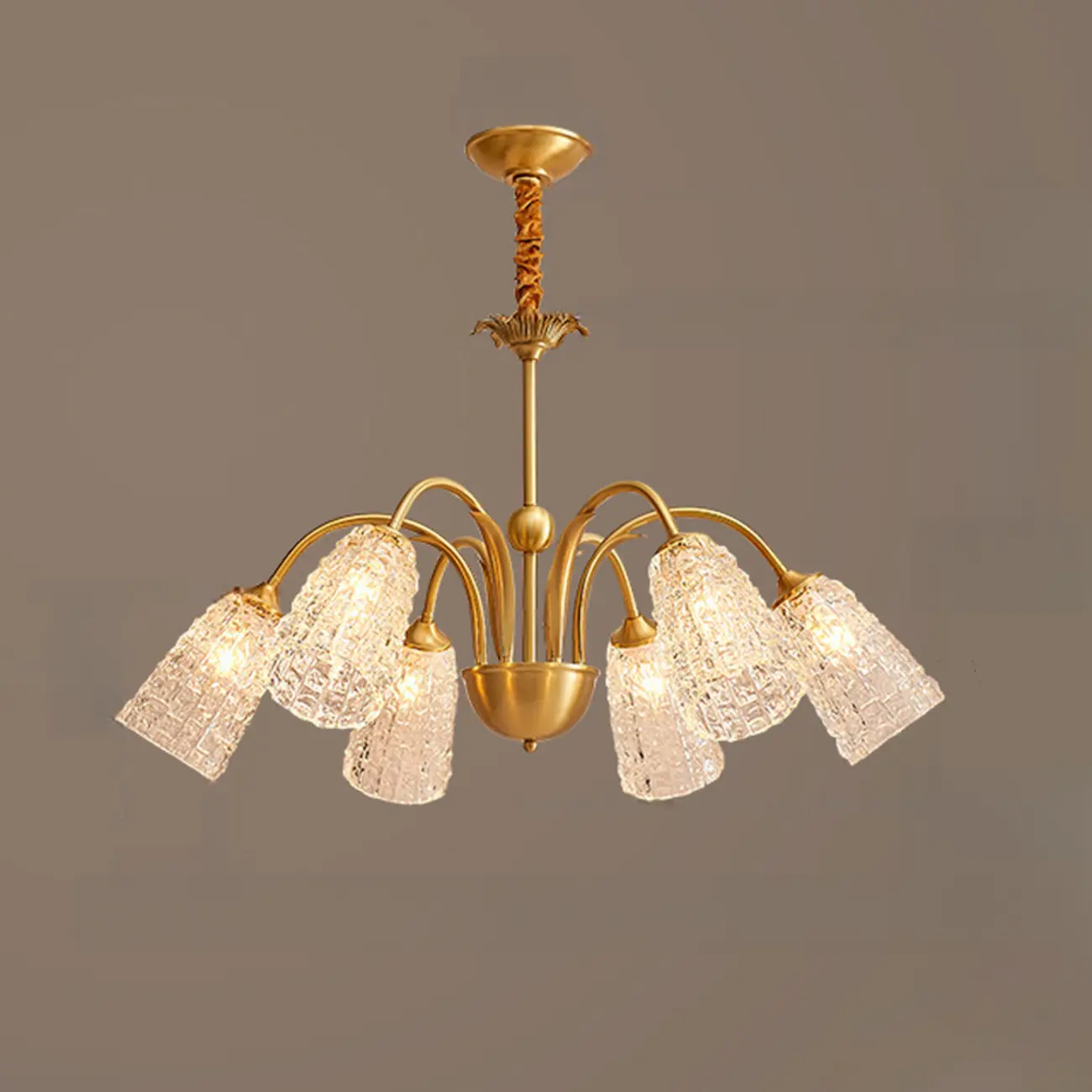 Elegant Gold Downward Crystal Bell Chandelier