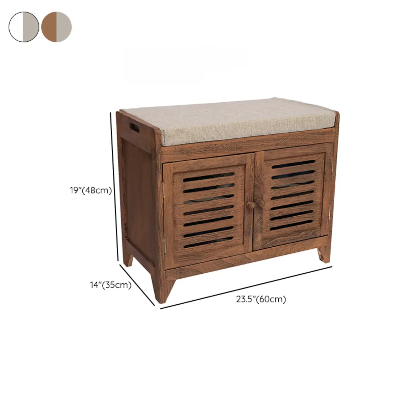 Entryway Wooden Cushioned Shoe Bench with Cabinet