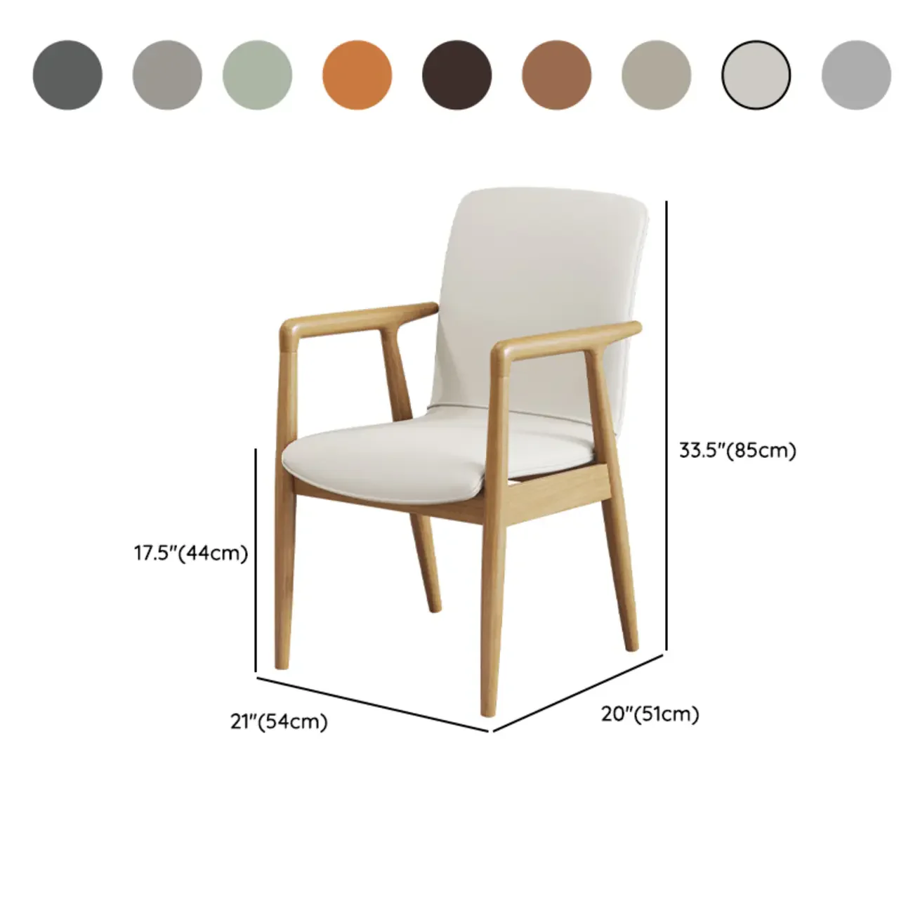 Modern Wood Faux Leather Upholstered Dining Armchair