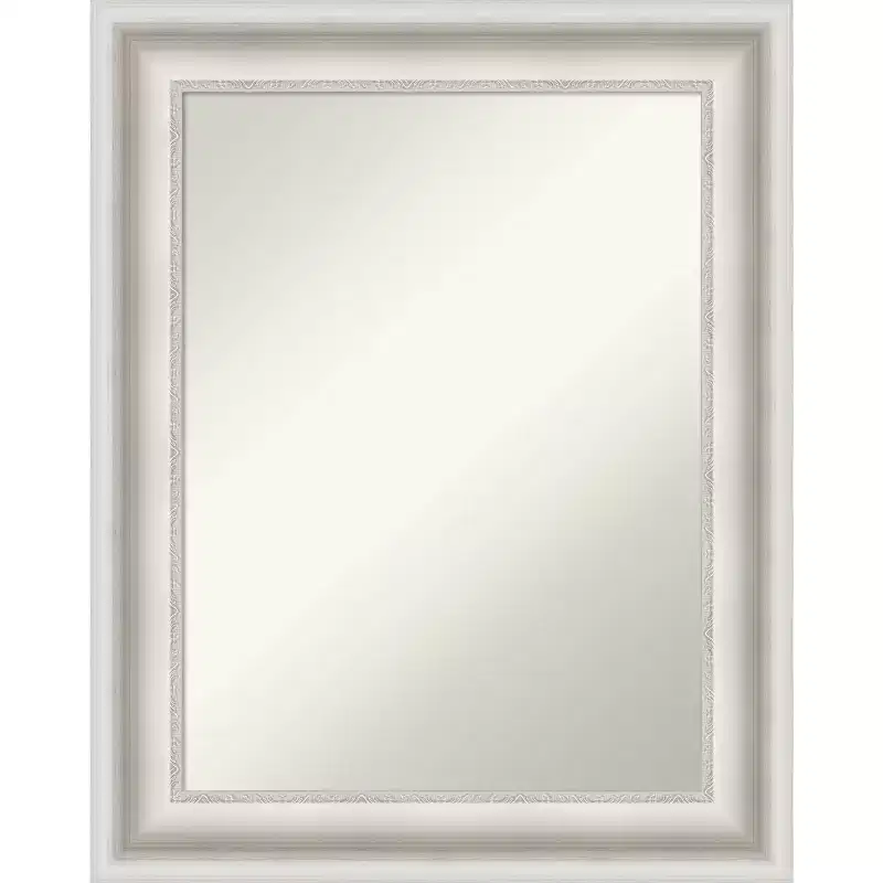 24" x 30" Non-Beveled Parlor White Wall Mirror - Amanti Art: Modern Rectangle, Polystyrene Frame