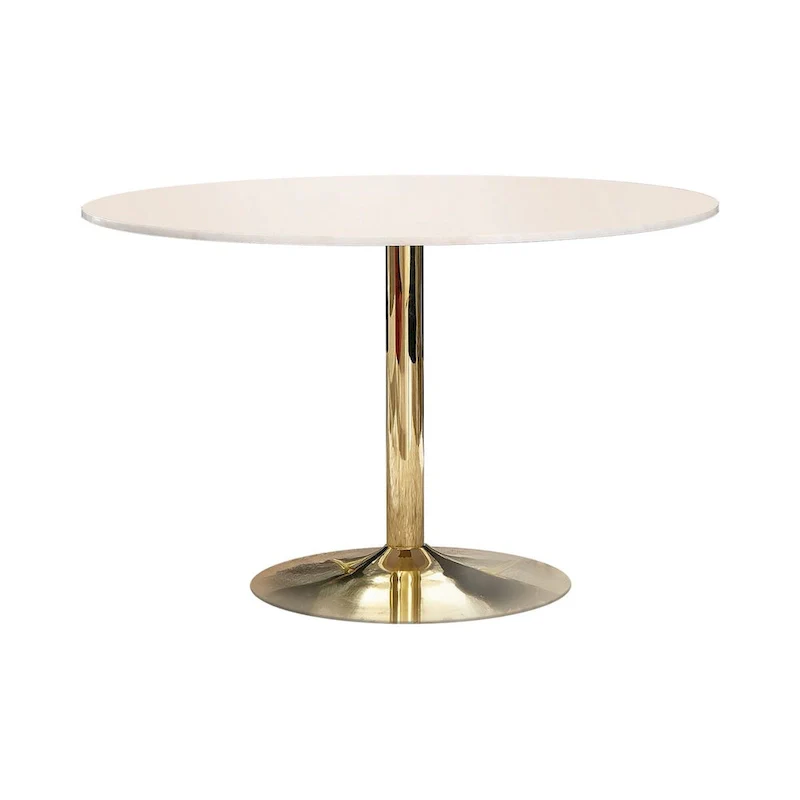 30-Inch Round Dining Table with Marble Top and Metal Base