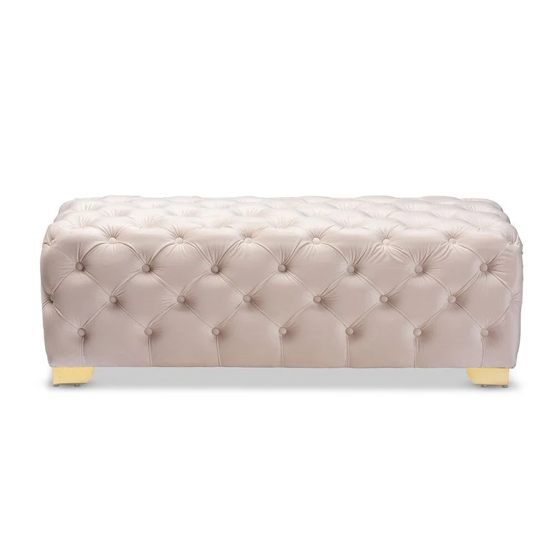 Gracewood Hollow Solanki Velvet Fabric Ottoman Bench