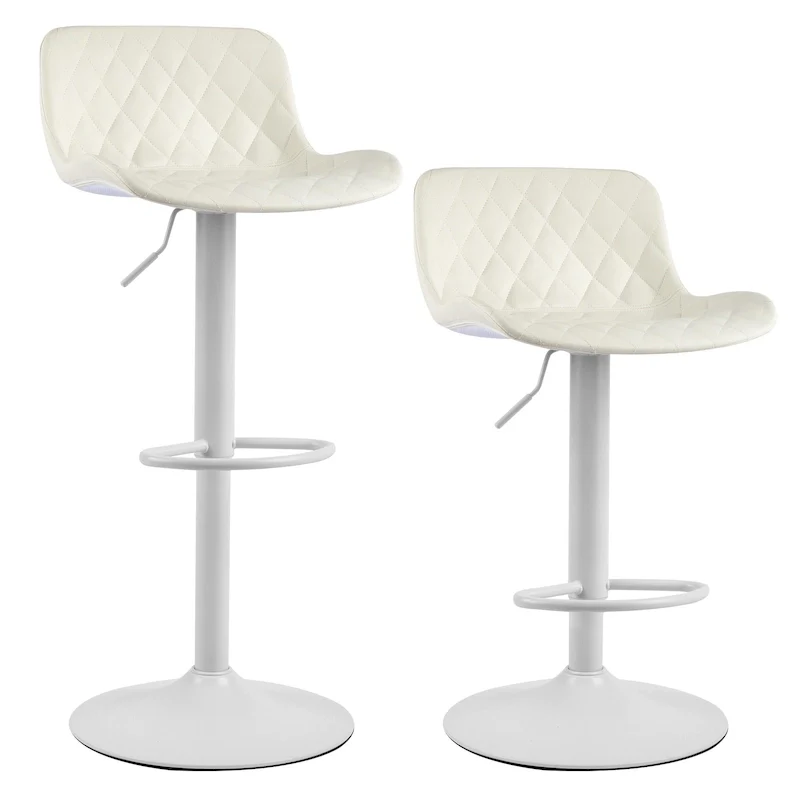 Faux Leather Adjustable Barstools Upholstered Counter Bar Pub Height Stools