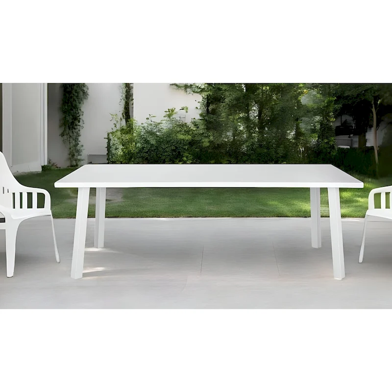 HomeRoots 87 White Aluminum Outdoor Dining Table