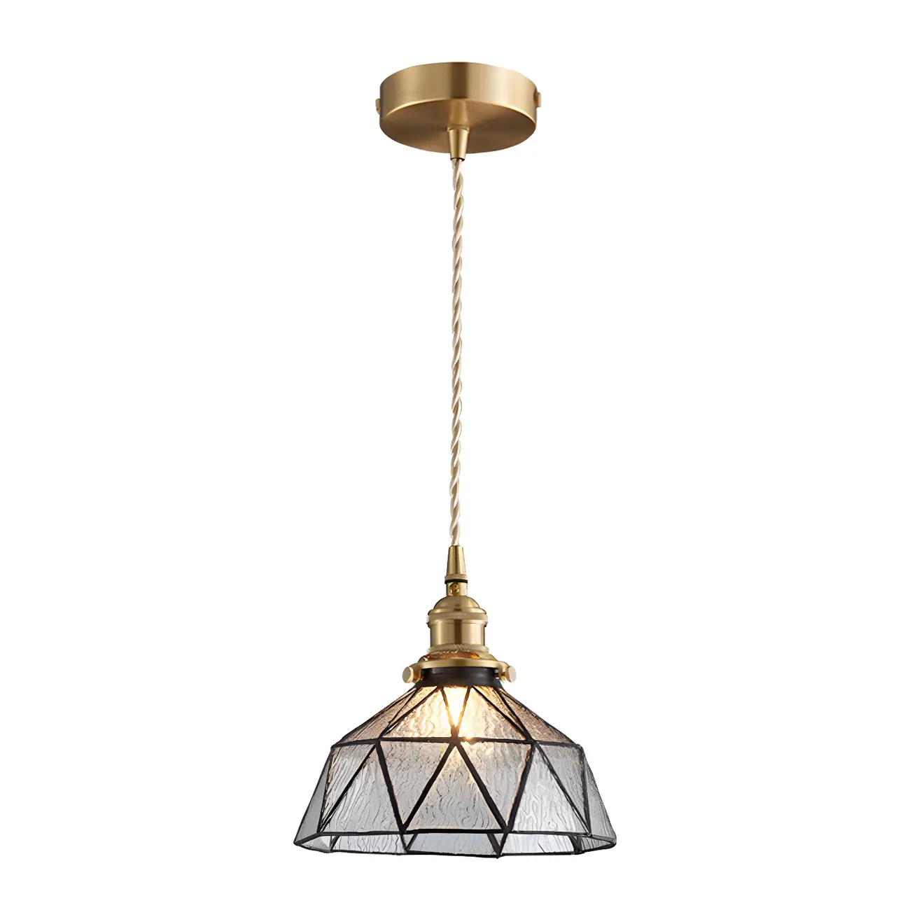 Vintage Glass Pendant Light 1-Light Geometric Ceiling Light Fixture for Hallway