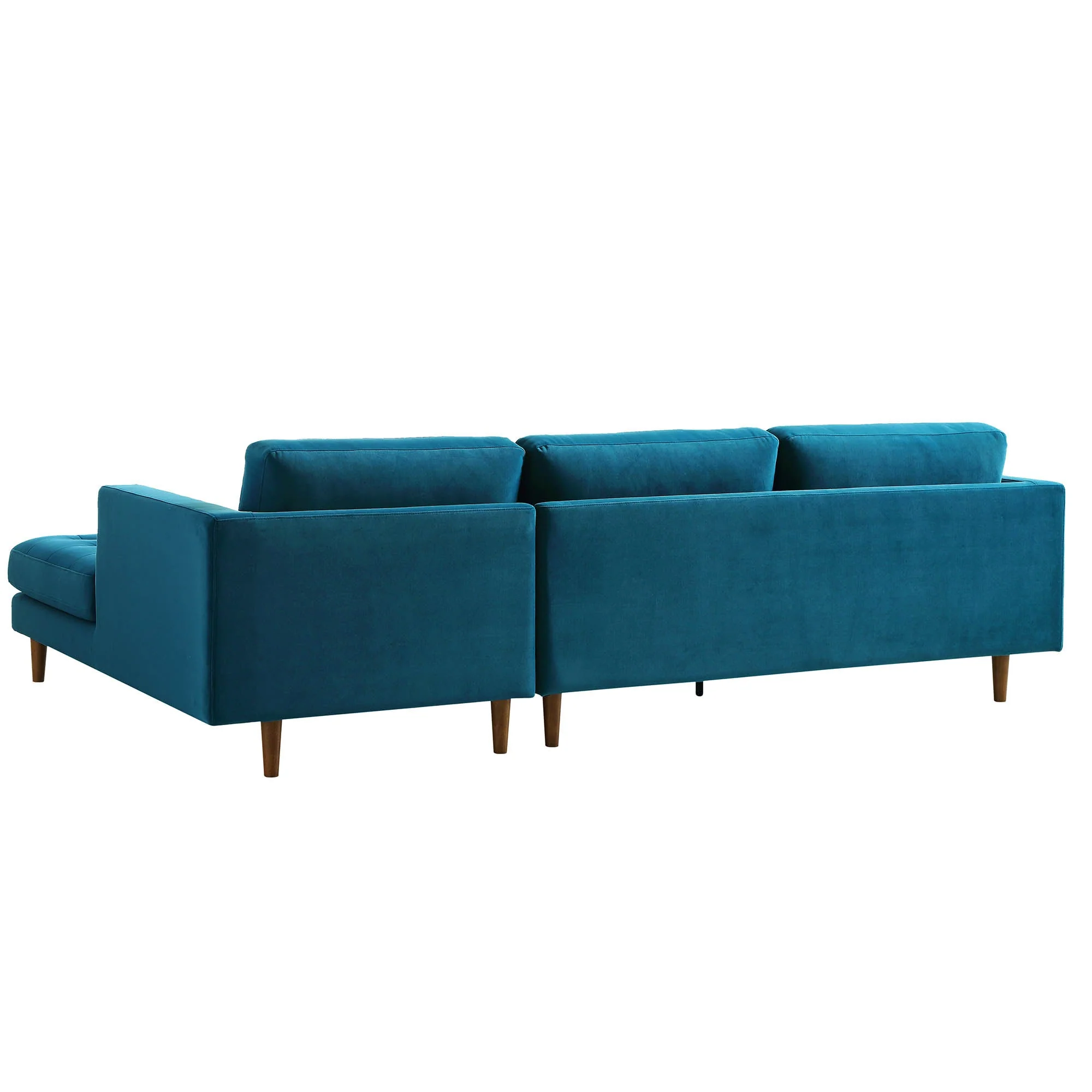 Teal Velvet 4-Seater Right Chaise Sofa, 105