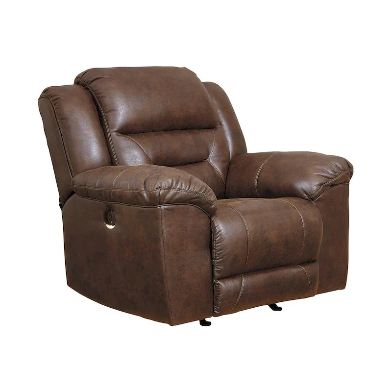 Faux Leather Power Rocker Recliner – Chocolate, Single Seat