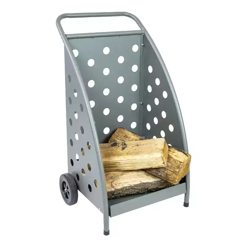 Sunnydaze Powder-Coated Steel Log Cart - 34 H - Gray