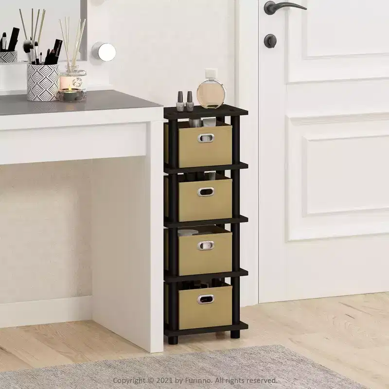 Furinno 5-Tier Multi-Functional Storage Shelves Display Rack Bookcase for Bathroom&Living room&Home office&Kitchen,Espresso