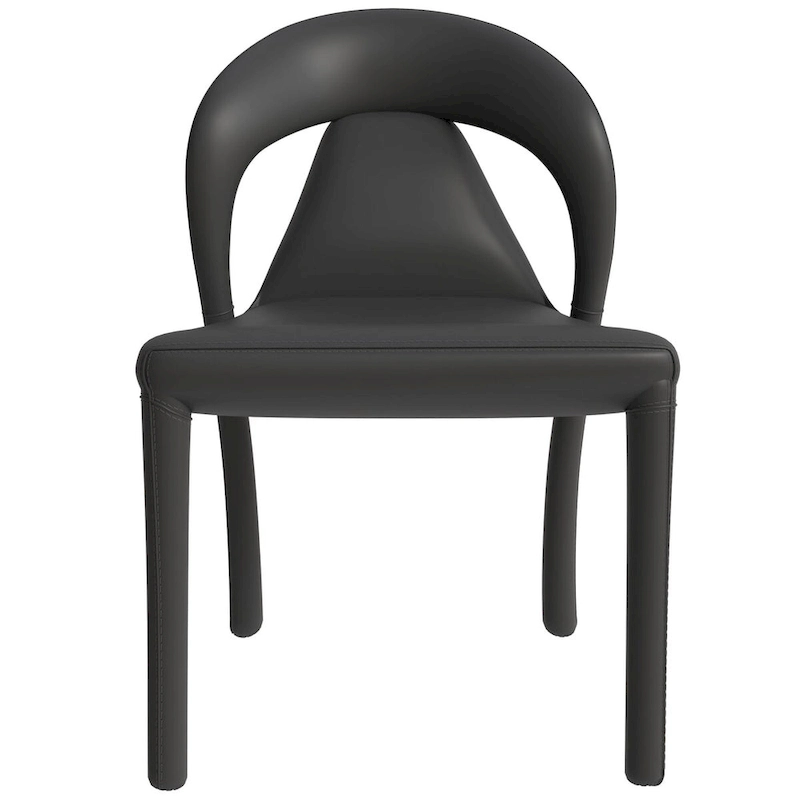Solace Modern Dining Chair in Upholstered Leather with Steel Frame & Legs by LeisureMod