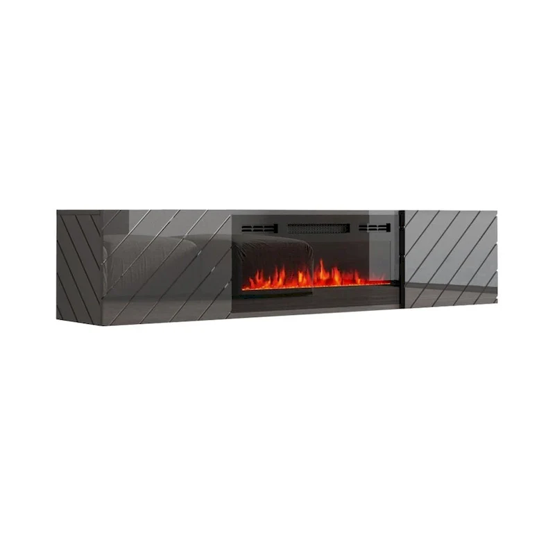 72-Inch TV Stand with Built-In Electric Fireplace Insert, Wall Mount Kit Included