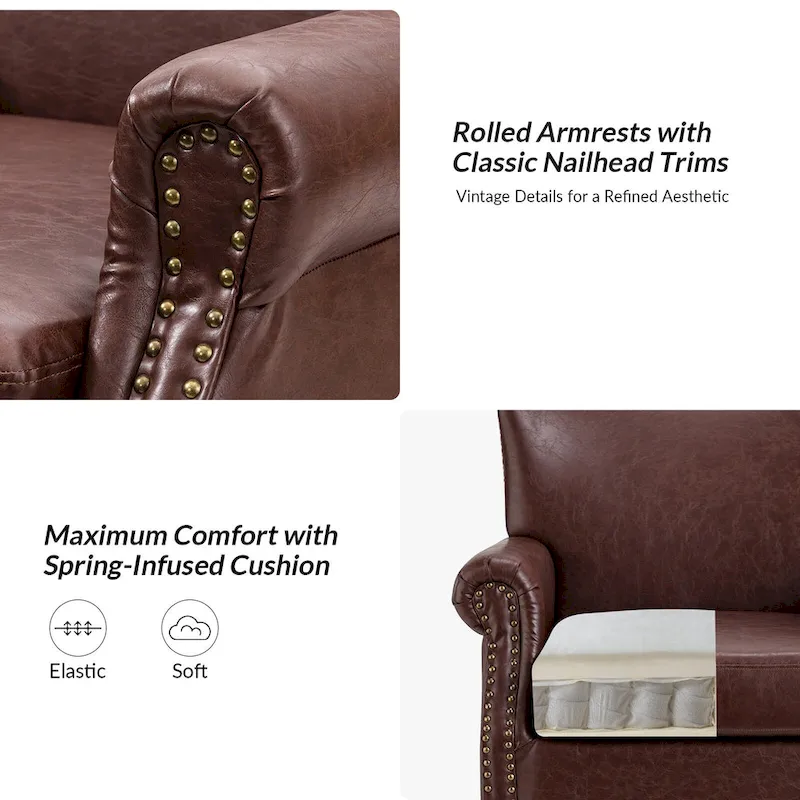 Levi Vegan Transitional Armchair with Rolled Arms Set of 2