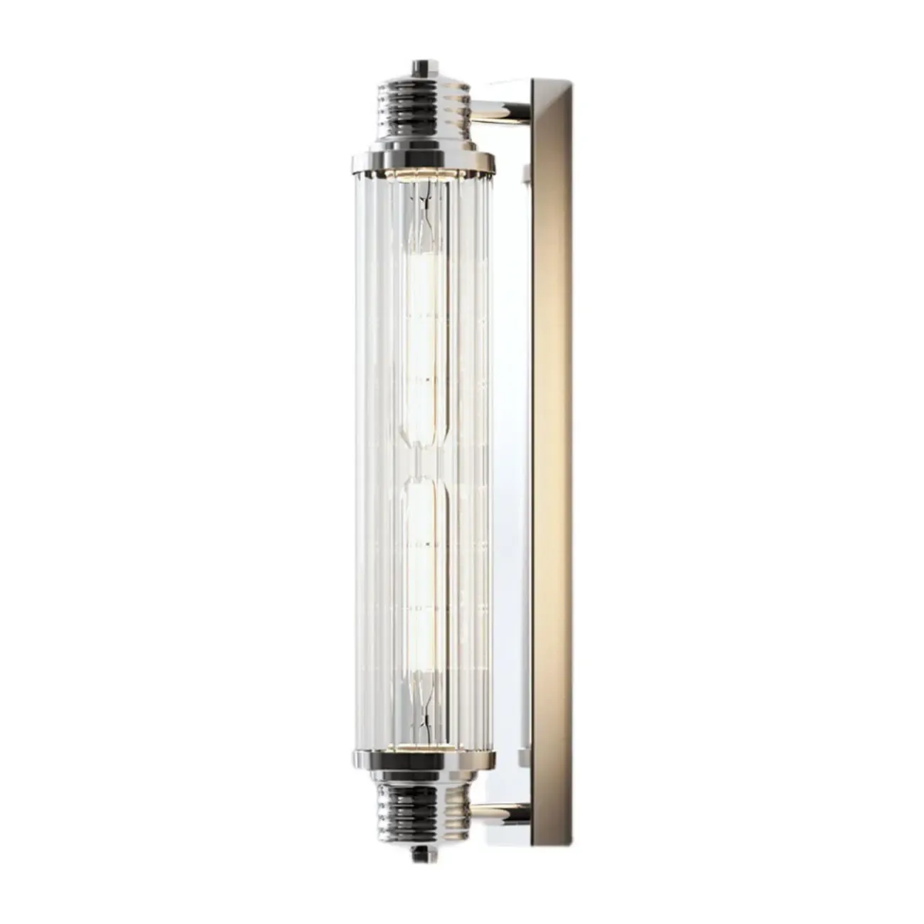 Chrome Glass Cylinder Vertical Wall Sconce