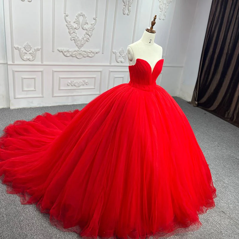Quinceanera Dress Red Sweetheart Ruched  Prom Dresses Ball Gown