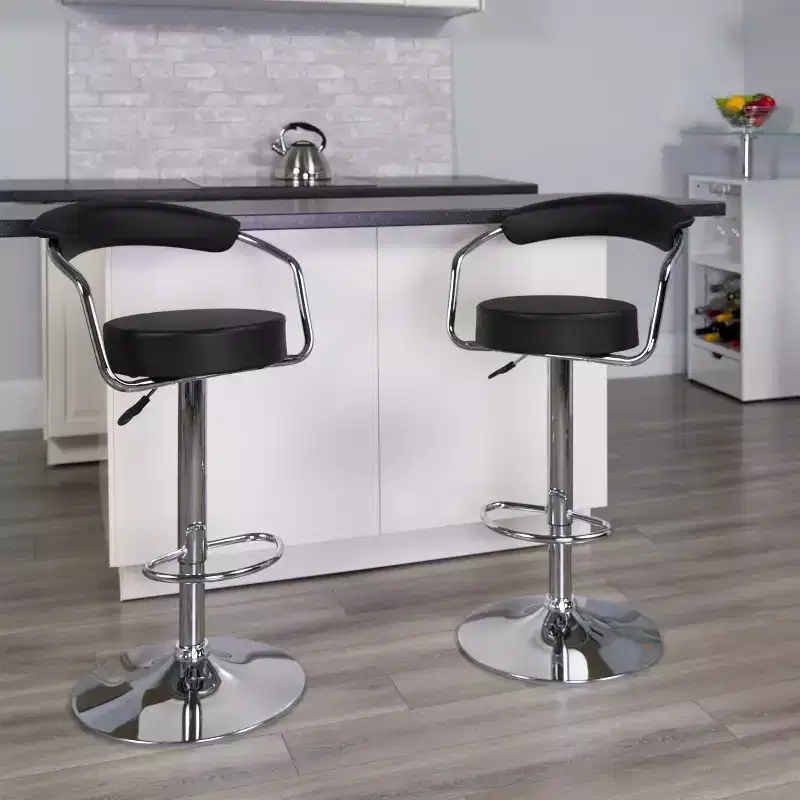 Flash Furniture Contemporary Vinyl Adjustable Height Barstool with Arms and Chrome Base