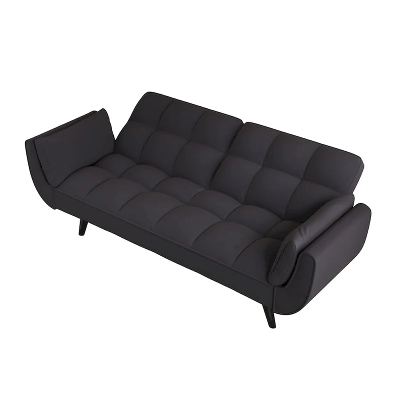 57  Sofa Bed,Polyester Blend Comfy Futon Couch Bed with 2 Square Pillows, Convertible Sleeper Sofa with Adjustable Backrest