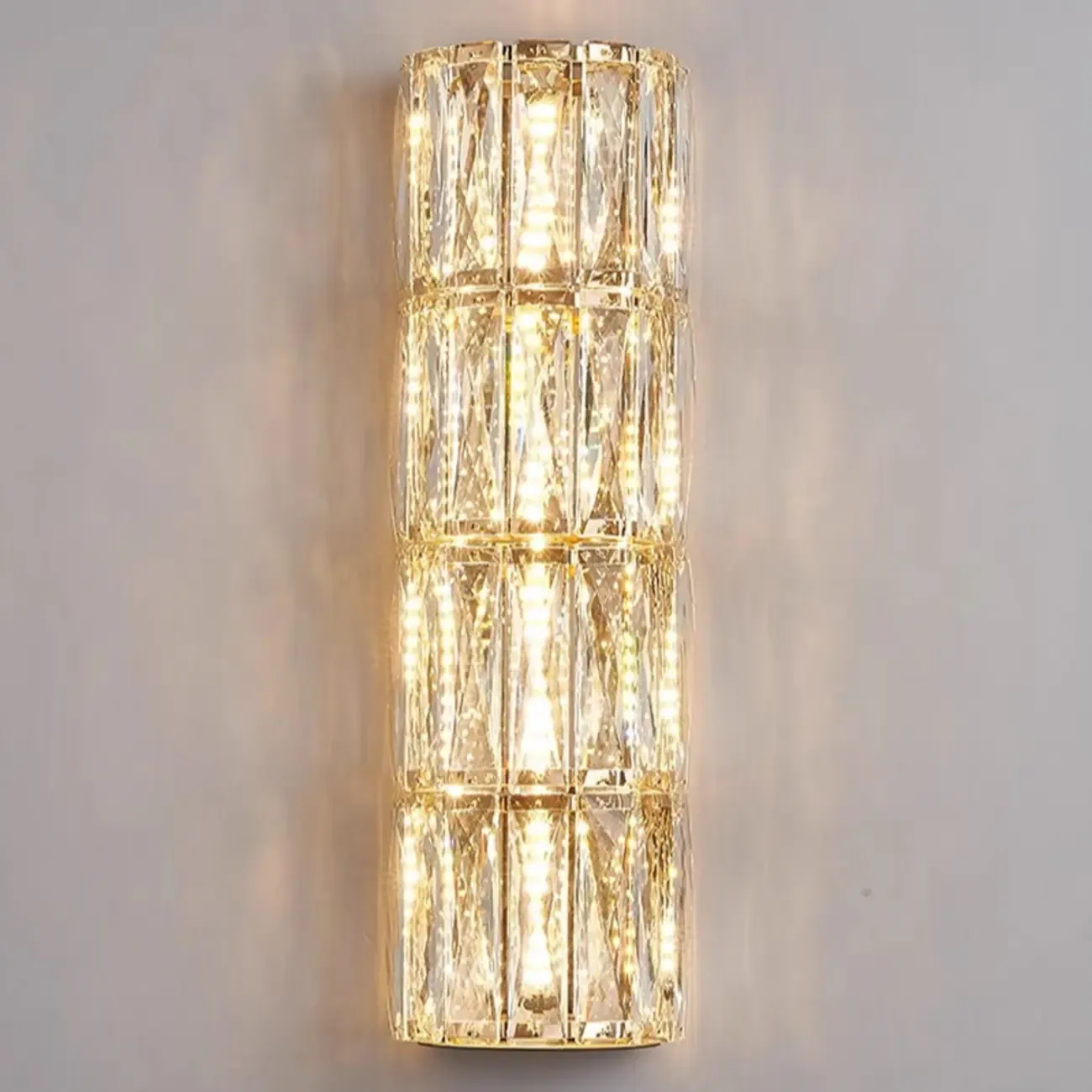 Direct-wired Steel Wall Sconce with Crystal Shade