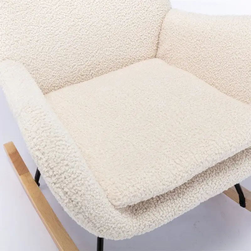 Teddy Fabric Padded Seat Rocking Chair