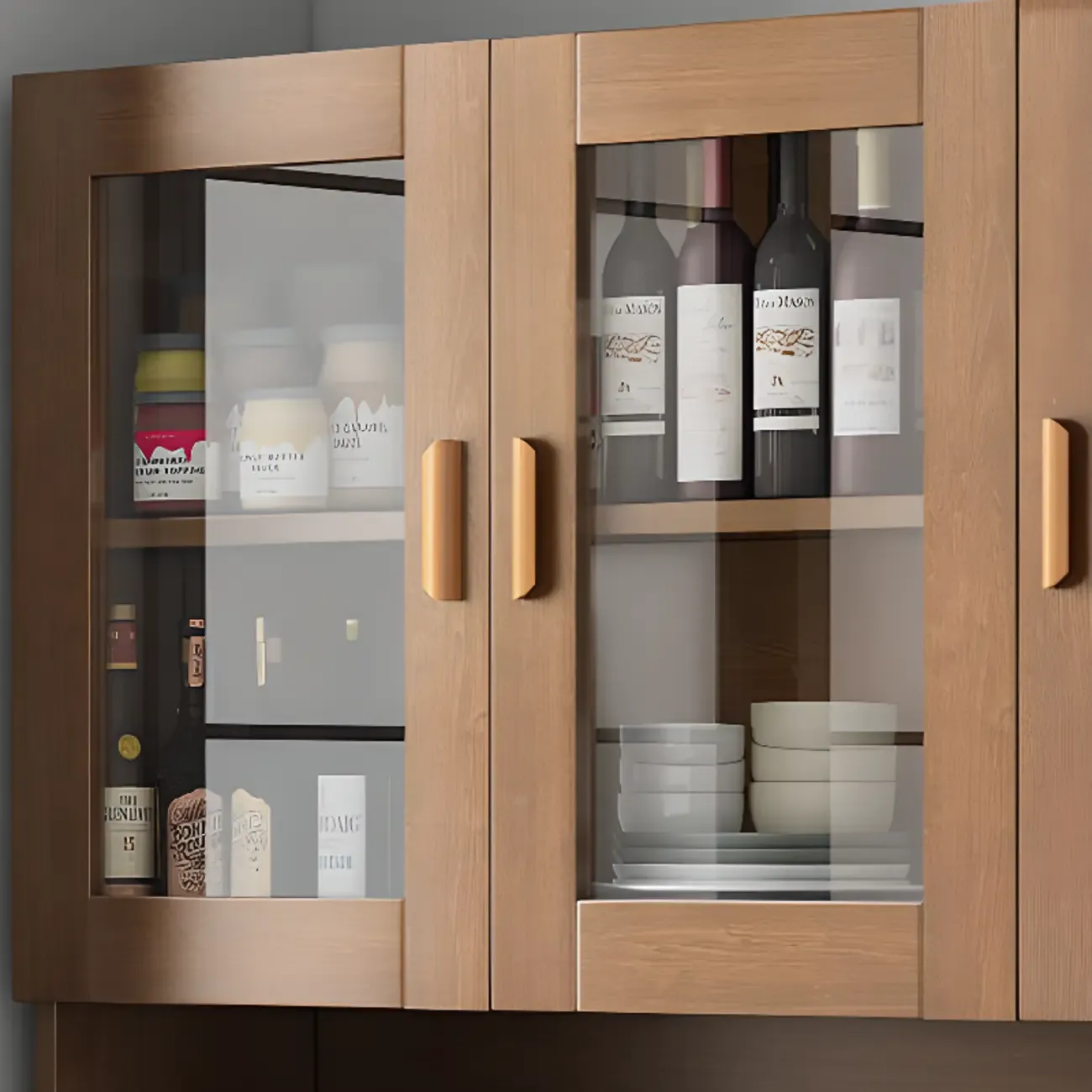 Modern Wooden Sideboard with Cabinets & Shelves