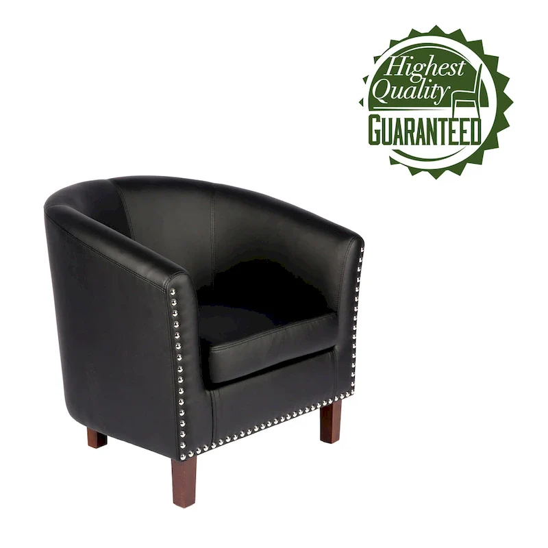 PU Leather Barrel Accent Chair - Brown Single Seat
