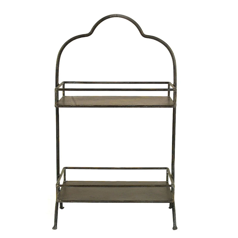 Decorative Metal 2 Tier Tray with Handle