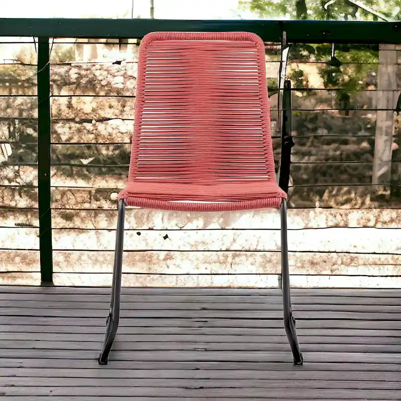 Set of Two 23 Red Metal Outdoor Dining Chair