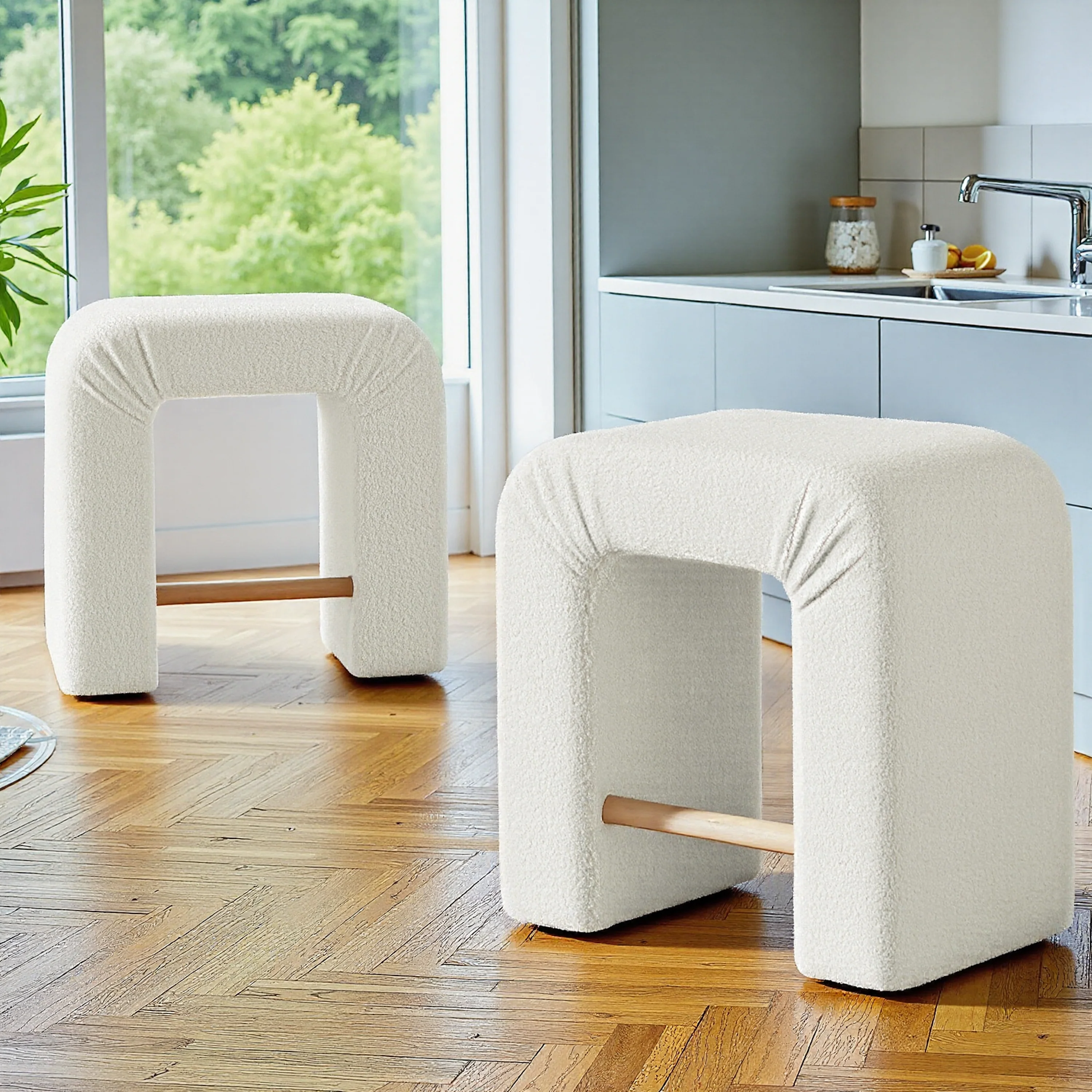 Set of 2 Modern Inverted U-Shape Bar Stools