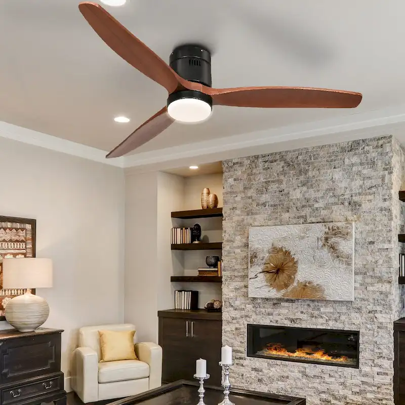 Moasis 52 Inch Flush Mount Ceiling Fan with Light and Remote Control,Low Profile Smart Ceiling Fan