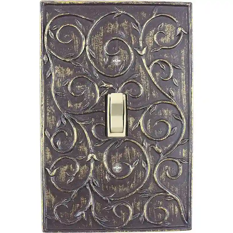Meriville French Scroll 1 Toggle Wallplate, Single Switch Electrical Cover Plate