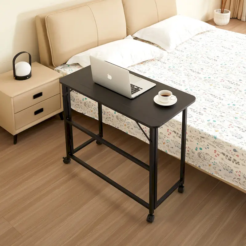 Compact Folding Desk with Wheels for Home Office, Bedroom, or Dorm