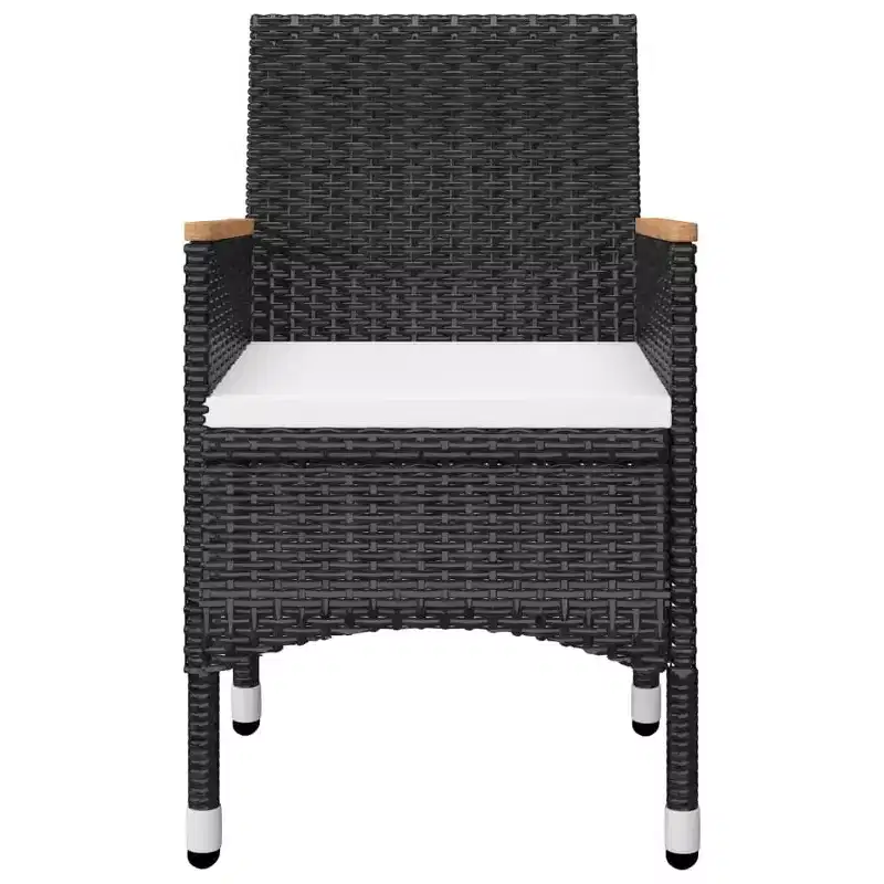 vidaXL Patio Bistro Set Bistro Table 3 Piece Poly Rattan and Tempered Glass