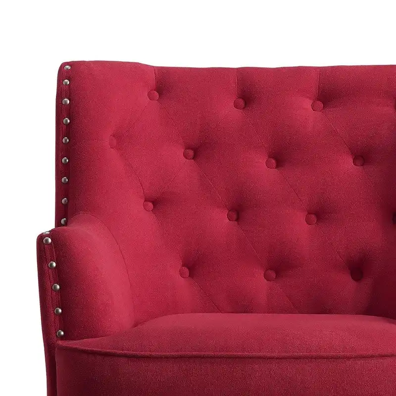 Moser Bay Mignon Velvet / Linen 30  Wide Tufted Wingback Accent Chair