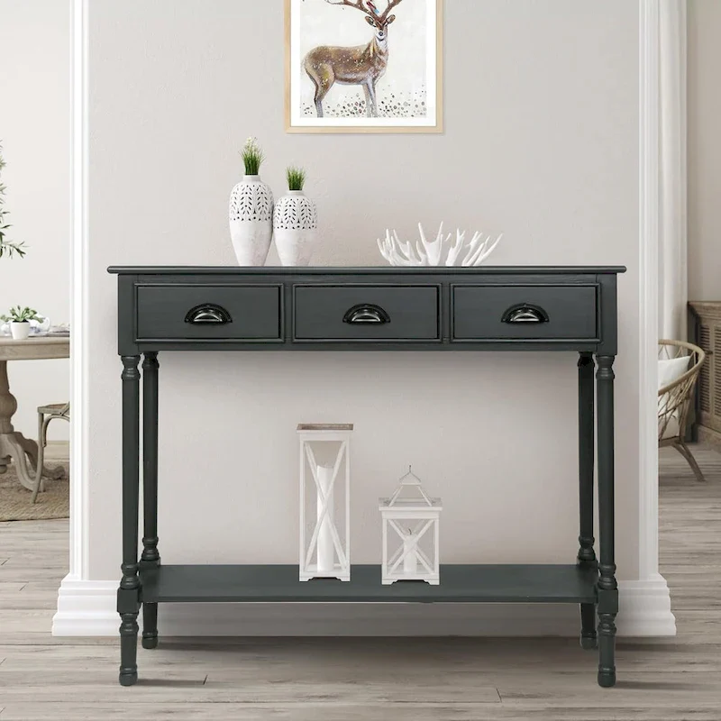 Wood 3-drawer Console Hallway Table