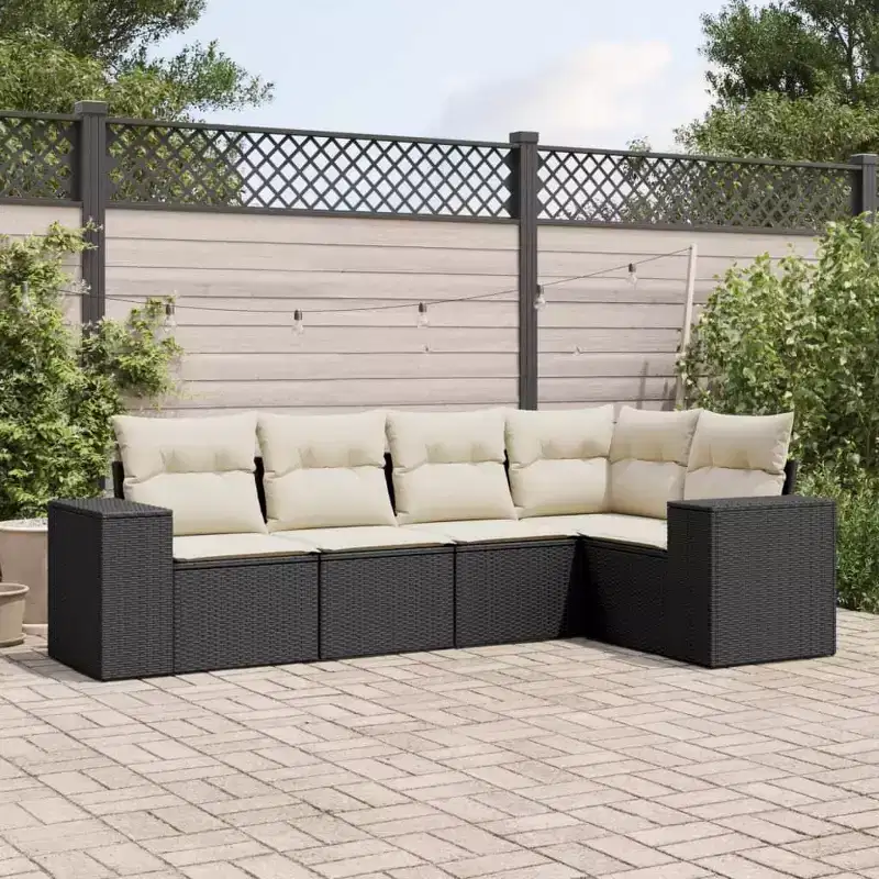 vidaXL Garden Sofa Set Black PE rattan Large Modular