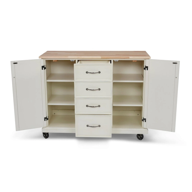 Off-White Wood Kitchen Cart - 45 x 36 x 16