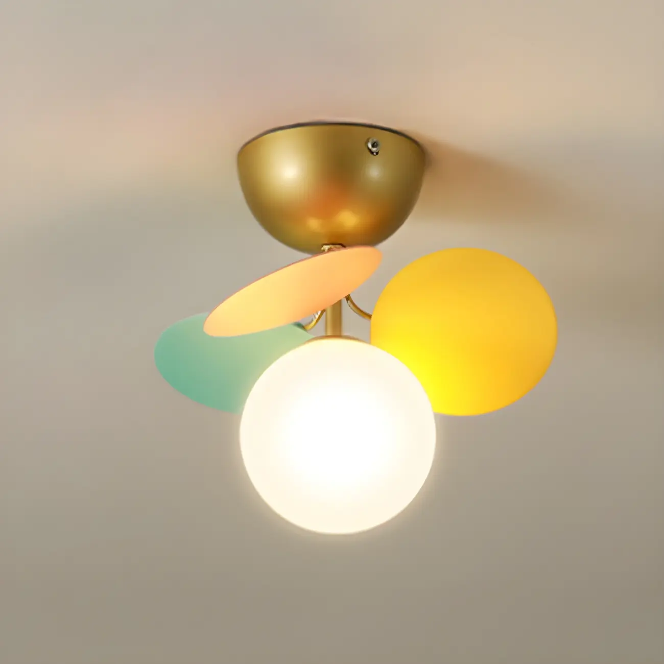 Modern Bedroom Glass Ball Semi Flush Mount Ceiling Light