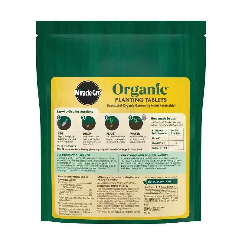 Miracle-Gro Organic Tablet Fertilizer 5.64oz