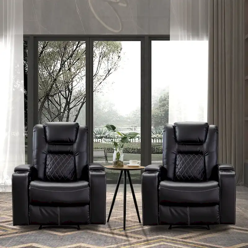 Black / Brown Electric Power Recliner Chair with Cup Holders & USB Ports – Home Theater Style, 1 Person Use