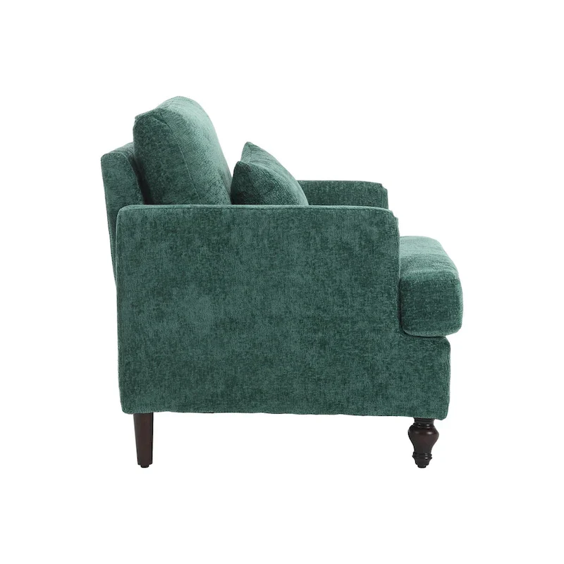Emerald Modern 29.53 Chenille Upholstered Arm Chair with Solid Wood Frame and Pillows