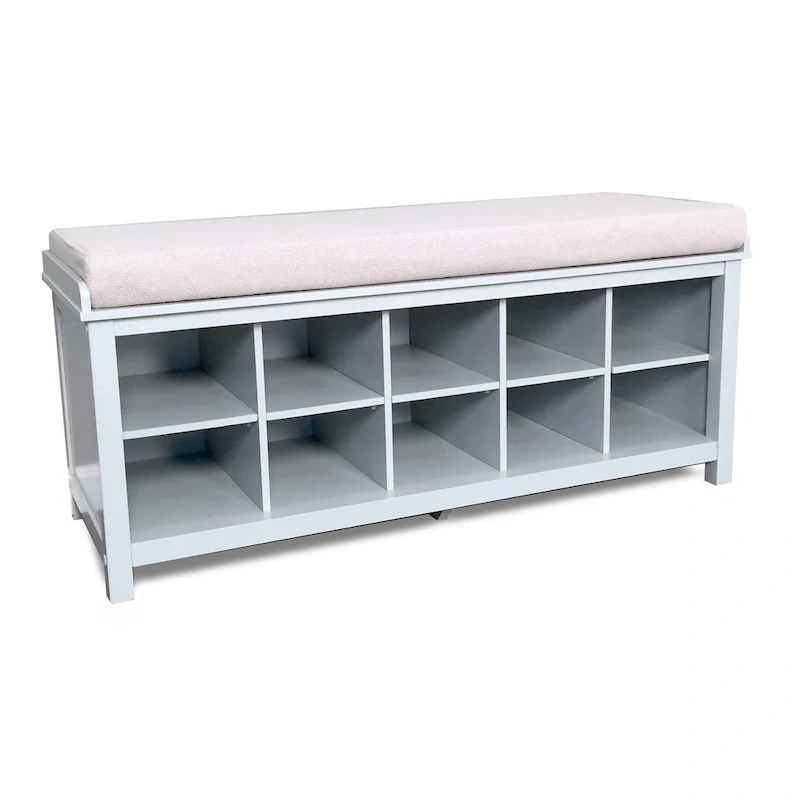 John Louis Home Solid Wood Shoe Storage Bench Grey