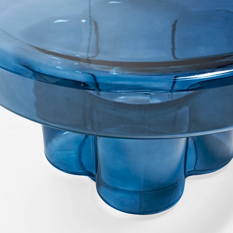 Modern Artistic Flower Glass Round Coffee Table Side Table