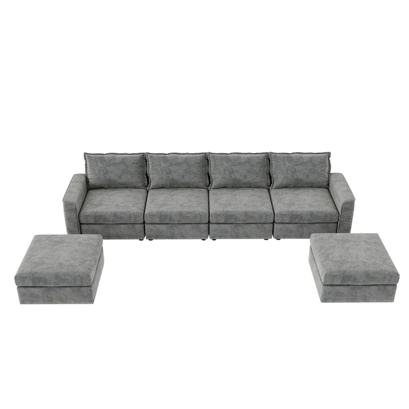 Chenille Modular U-Shaped Sectional Sofa with Ottoman
