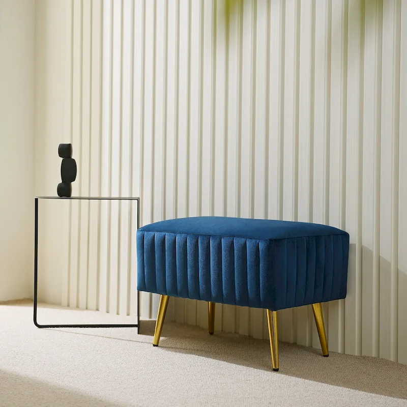 24-Inch Modern Upholstered Entryway Bench with Velvet Seat, Compact Design, Hallway Furniture
