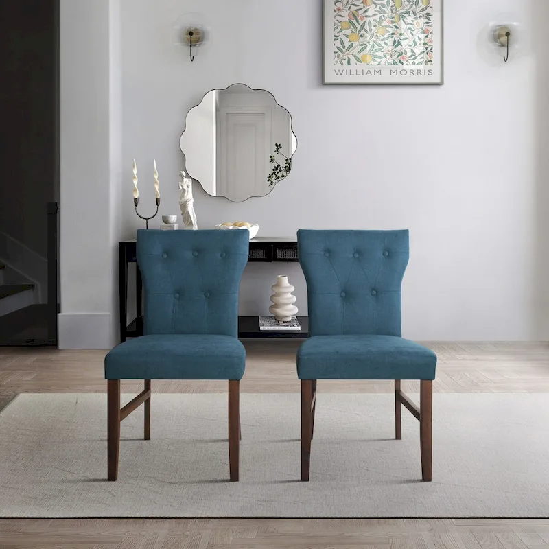 Button-Tufted Dining Chair - Red/Blue/Dark Grey - Single