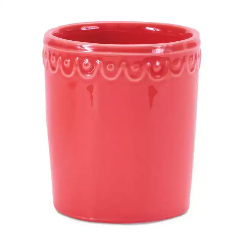 HomeRoots Set of Two Pink And Yellow Ceramic Rectangular Cachepots