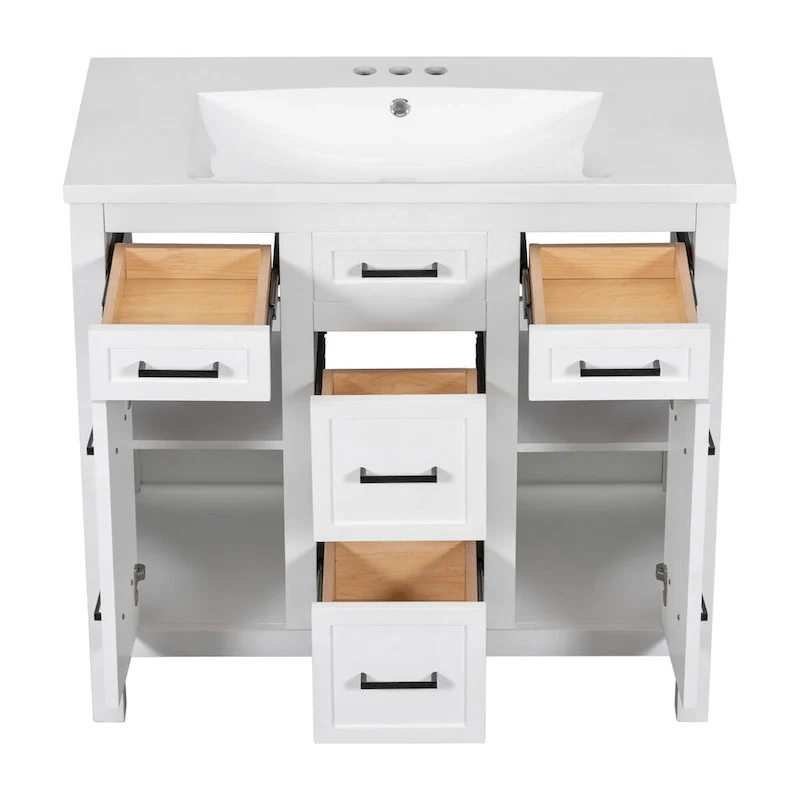 Bathroom Vanity Cabinet with Resin Integrated Sink