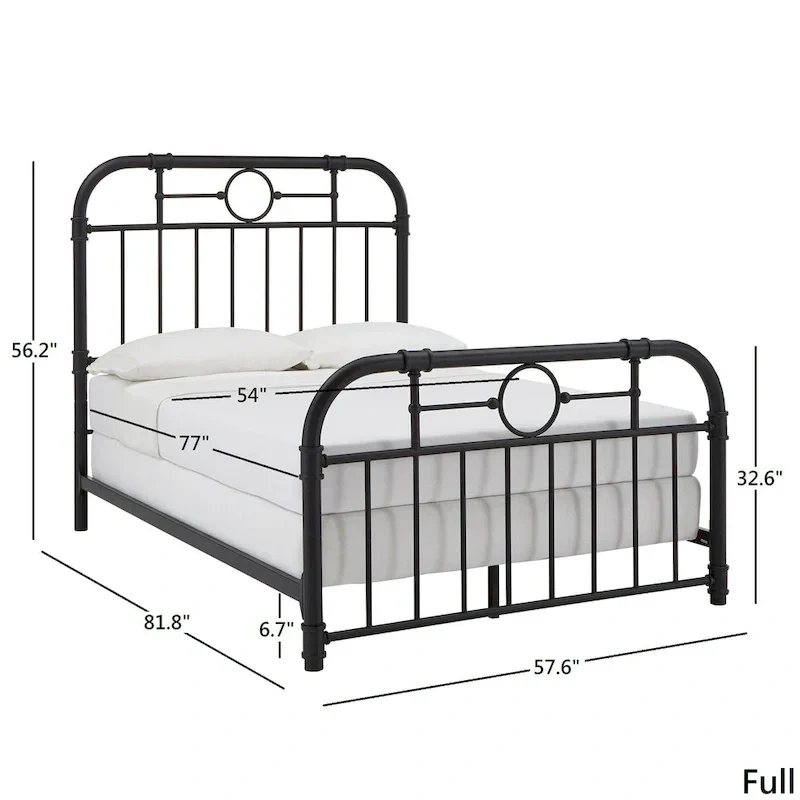 Metal Bed Frame - Black - Curved Headboard and Footboard